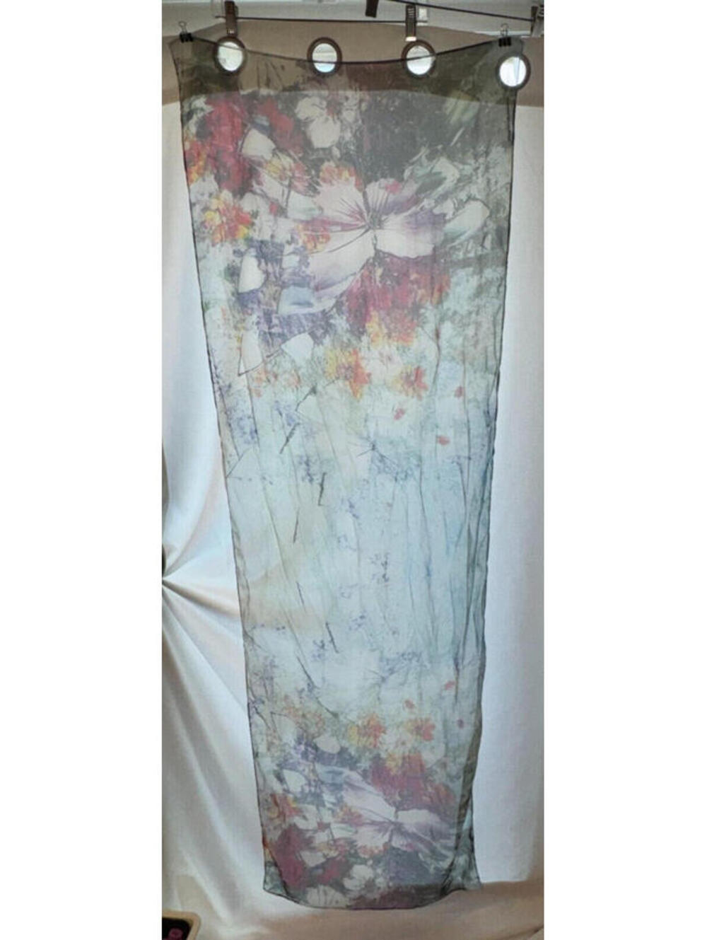 Mark 100% Polyester very sheer Butterflies & Flowers Scarf / Shawl / Wrap